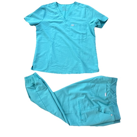 Figs Pants - Figs Scrubs Set Womens Catarina Shirt XL Zamora Jogger Pants 2XL Teal Technical